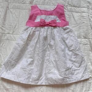 penelope mack Baby girl embroidered dress white pink 3-6 months Easter event